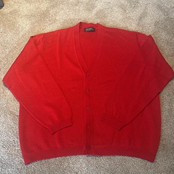 St Croix Made in USA Preppy Collegiate Button Cotton Blend Cardigan Red Sz XL - Picture 2 of 8